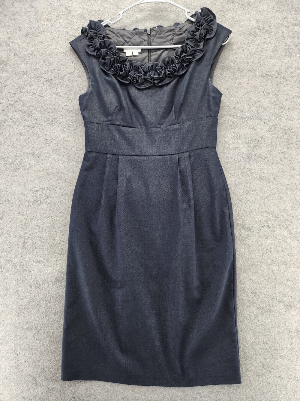 London Times Dress Womens 4 Sleeveless Blue Floral Collar